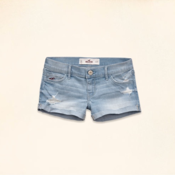 Hollister Low-Rise Super Light Wash Distressed Denim Short